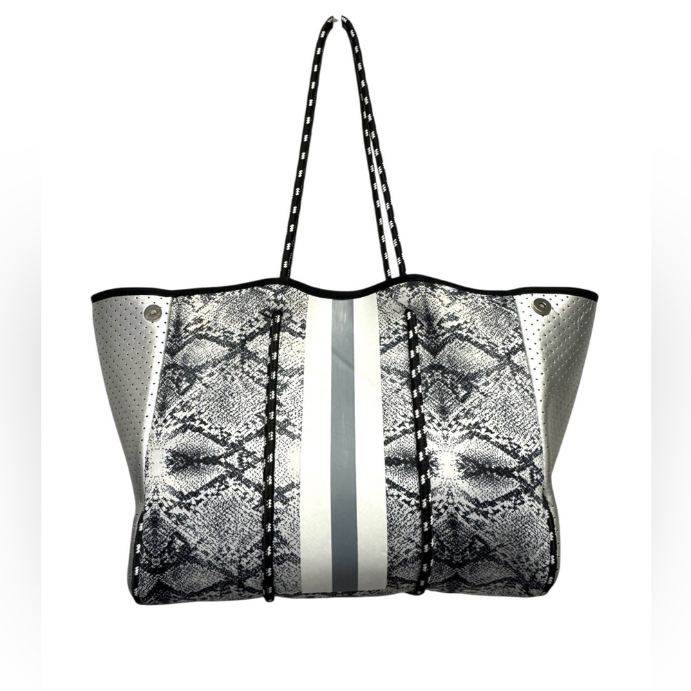 Python Print Neoprene Silver Tote Bag - Picture 4 of 8